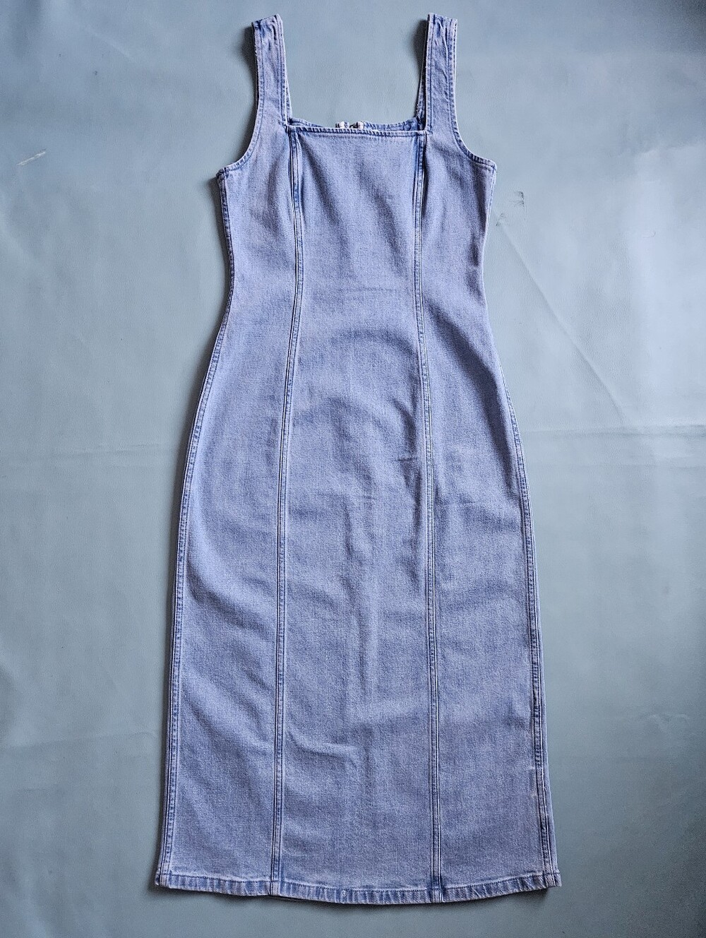 Abercrombie & Fitch Blue Denim Square Neck Sleeveless Column Midi Dress M - Picture 2 of 10